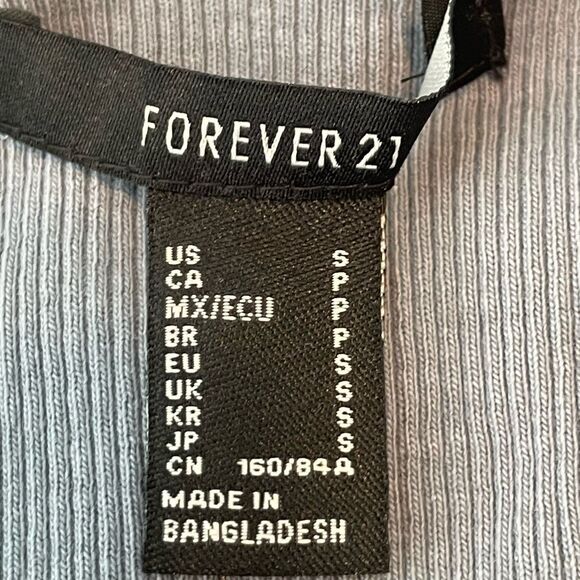 Forever 21 Embroidered Phases of the Moon Tank Top Blue Ribbed Knit Cropped S - Picture 6 of 7